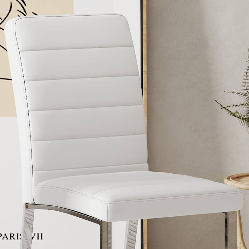 2-Pack - Premium Pu Office/Dining Chairs With High-Density Foam, Sturdy Iron Legs (Electroplate/Spray Paint), Easy Assembly