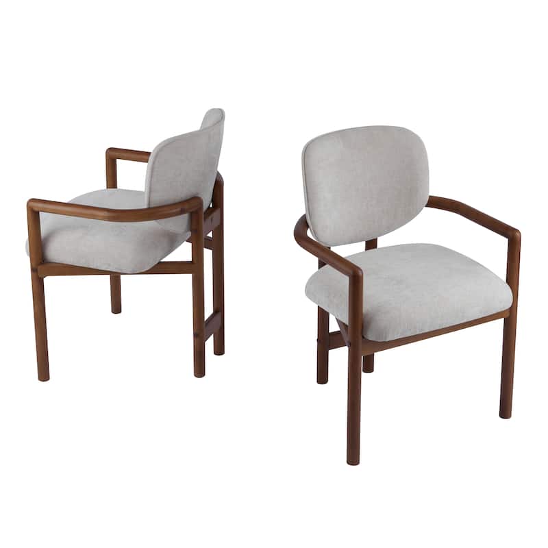 Roomfitters Upholstered Dining Arm Chair Set of 2, Rubber Wood Accent Seating, Comfortable Padded Seat