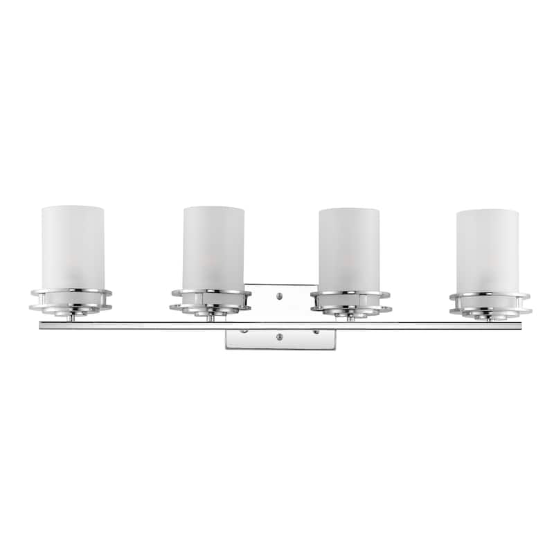 Magnolia 3-Light Metal/Frosted Glass Contemporary Glam LED Vanity Light, by JONATHAN Y