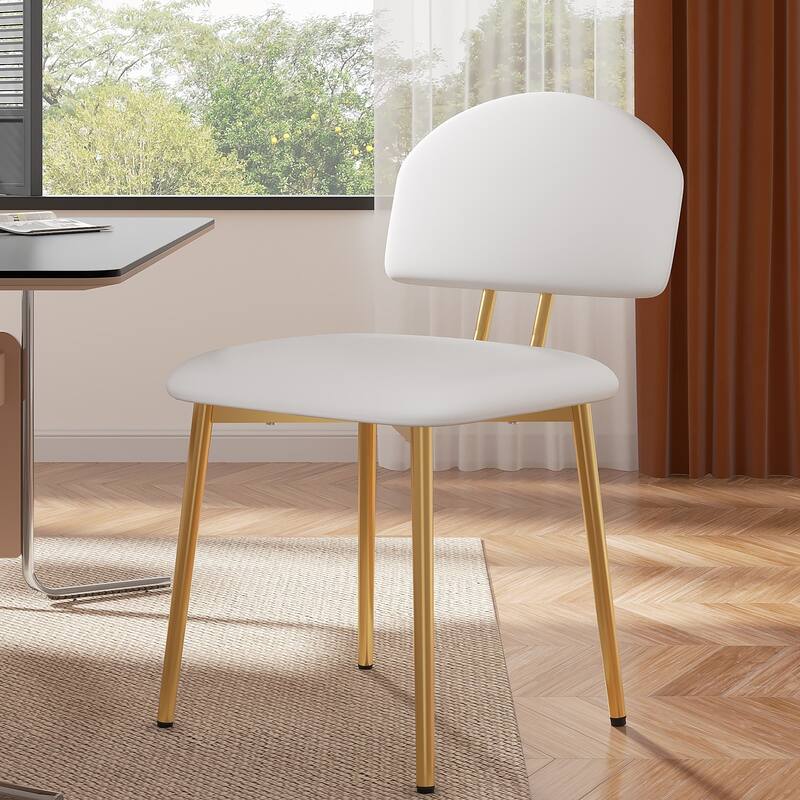 Javlergo Modern PU Leather Dining Chairs Set of 2 or 4 Upholstered Side Chairs Oval Back Compact Kitchen Chairs for Dining Room