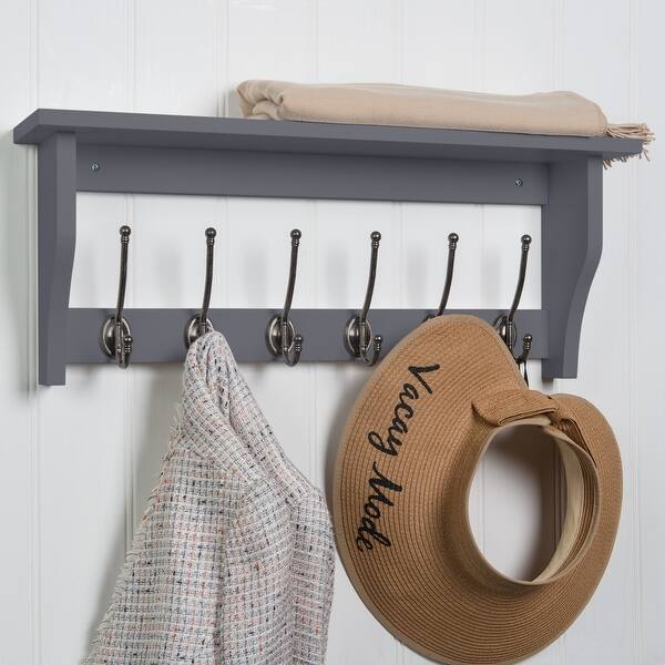 Wall Mounted Heavy Duty 6 Hat And Coat Hook Shelf Rack Overstock 21610724