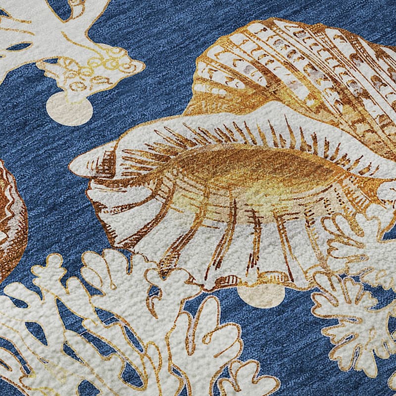 Premium Washable Super Soft Coastal Seashells Mayfield Rug