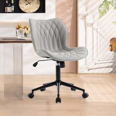 Faux Leather Office Chair with Wheels, Upholstered Task Chair