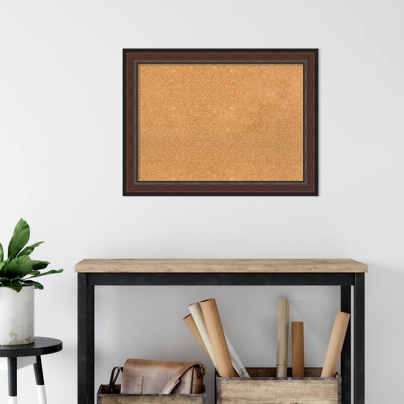 Harvard Walnut Framed Natural Corkboard Bulletin Board