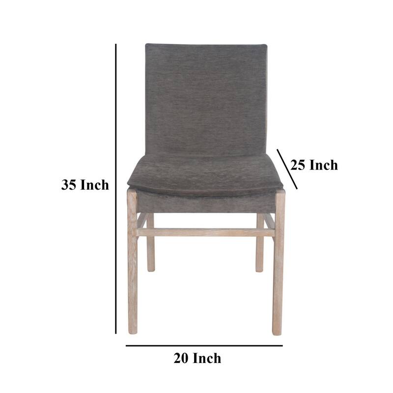Lily Dining Side Chair Set of 2, Padded, Gray Fabric, Ash Wood Frame