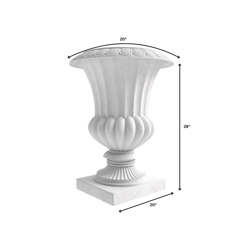 Lotus Elegant Urn Planter Pot in Fiberstone and MgO Clay with Drainage Holes for Indoor Outdoor Home Office Yard Patio Decor