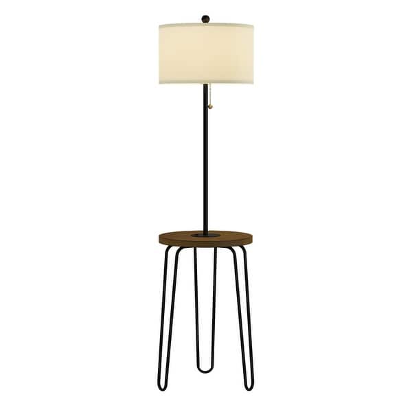 slide 9 of 9, Lavish Home Floor Lamp with Side Table, USB Port, and Hairpin Legs Brown