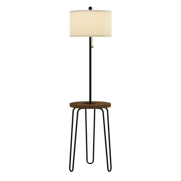slide 10 of 9, Lavish Home 59" Floor Lamp with Side Table, USB Port, and Hairpin Legs Brown