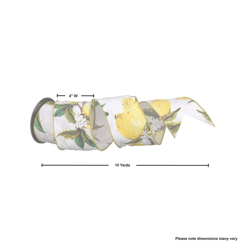 4" X 10Y Lemon and Leaf Ribbon