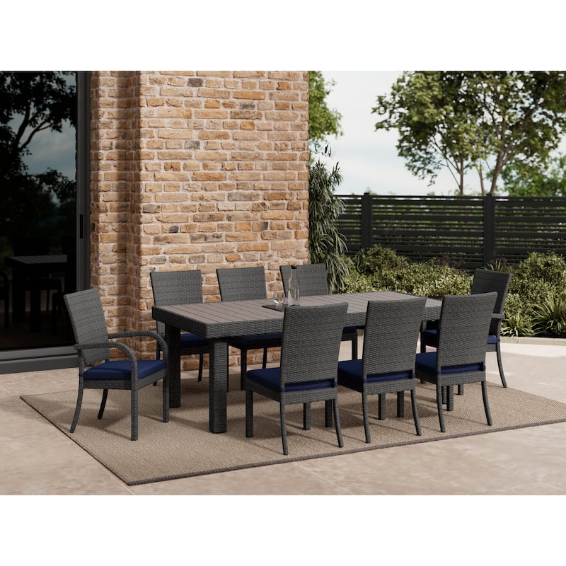 9-Piece Outdoor Patio Woven Dining Set - Charcoal