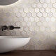 preview thumbnail 7 of 9, TileGen. Natural Bianco 3" x 3" Honeycomb Hexagon Metal and Marble Mosaic Tile in Gold/White Wall Tile (10 sheets/9.7sqft.)