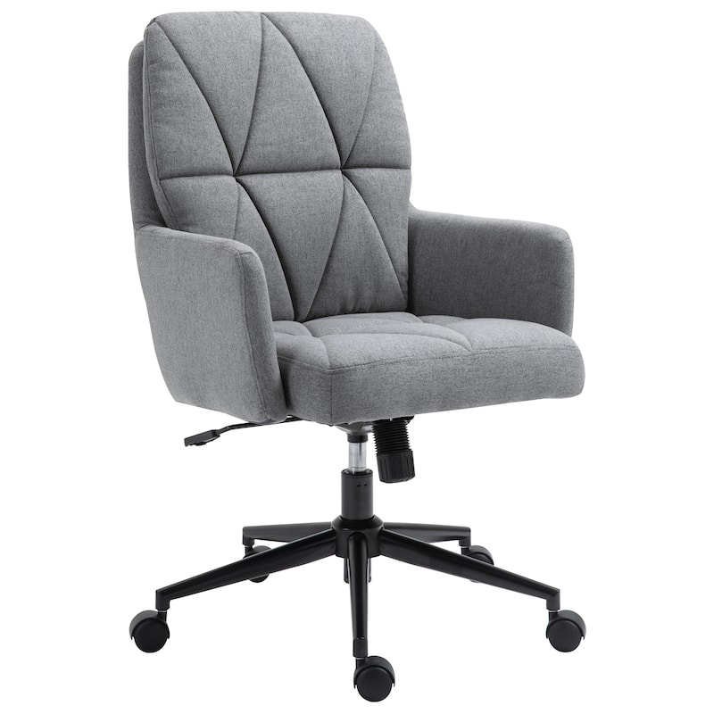 Vinsetto Leisure Office Chair with Double Thick Padded Backrest, Soft Cushioned Seat and 5 Castor Wheels, Grey