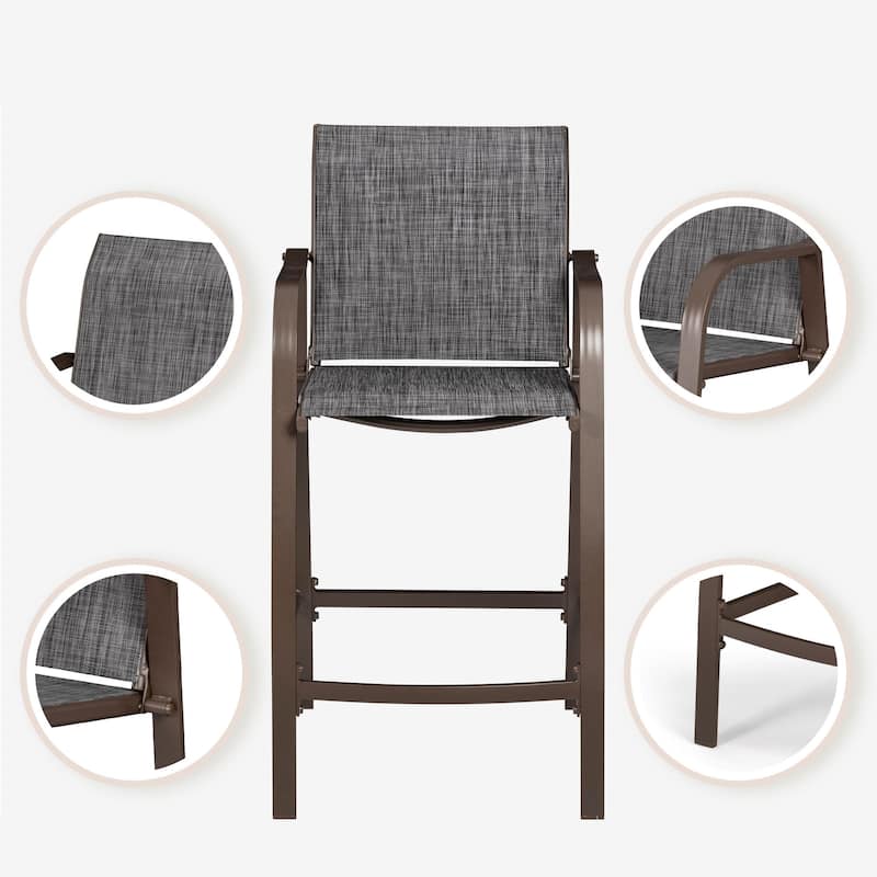 VredHom Outdoor Patio Aluminum Bar Stools (Set of 4)
