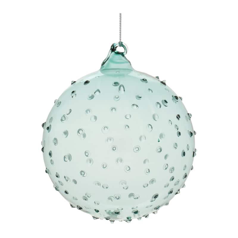 Hobnail Glass Christmas Ball Ornaments - 4" - Blue and Green - 12ct