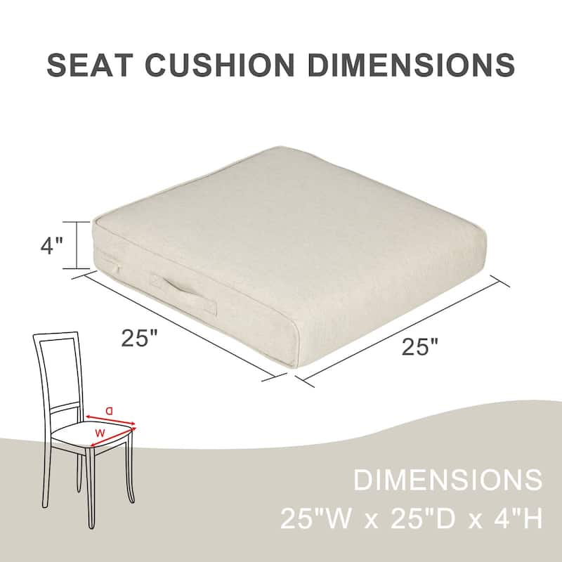 Aoodor Patio Chair Cushions Set of 2, Water Resistant Outdoor Seat Cushions with Handle and Ties, Square Corner Cushions
