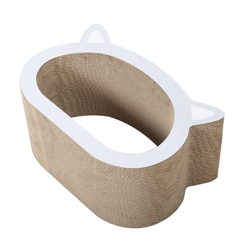 Cat scratcher cat toy corrugated cardboard cute cat head shape - Gray