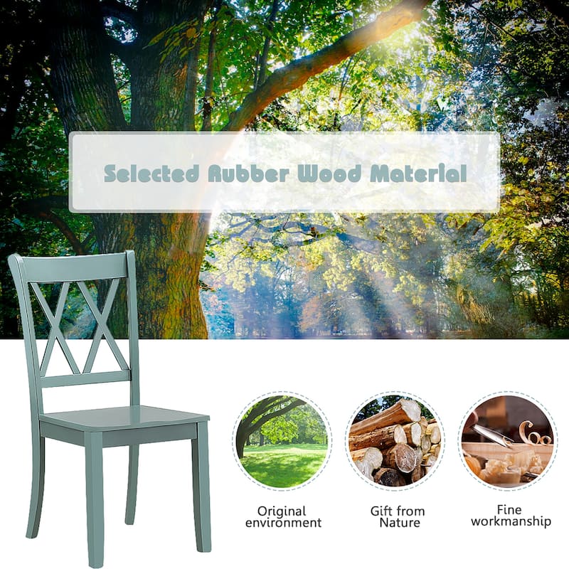 Costway Set of 2 Wood Dining Chair Cross Back Dining Room Side Chair - See Details
