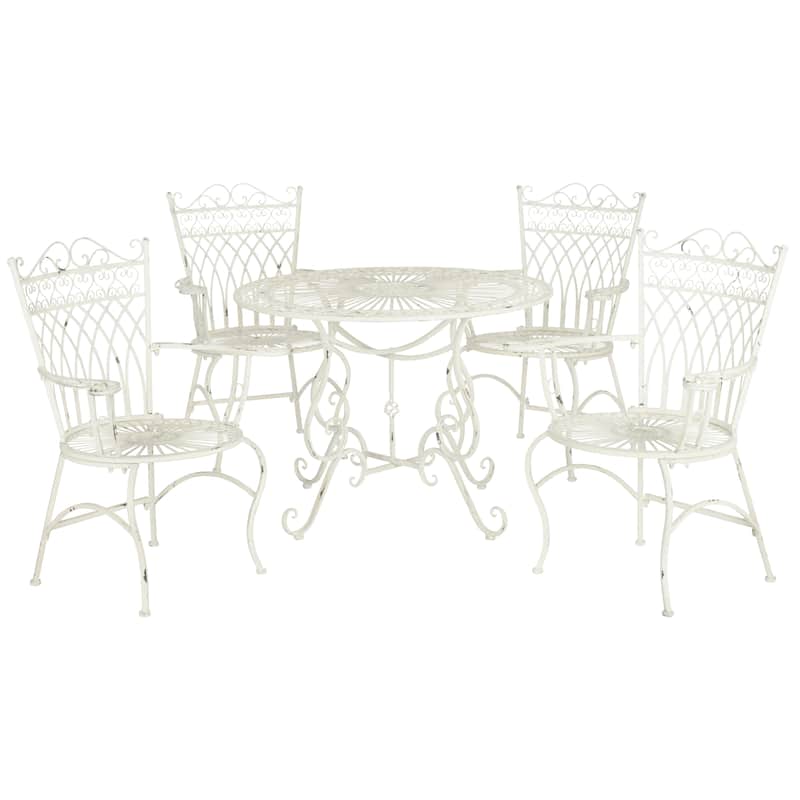 SAFAVIEH Jaylene Victorian Scroll Iron 5-Piece Outdoor Patio Set - 39Wx39Dx29H
