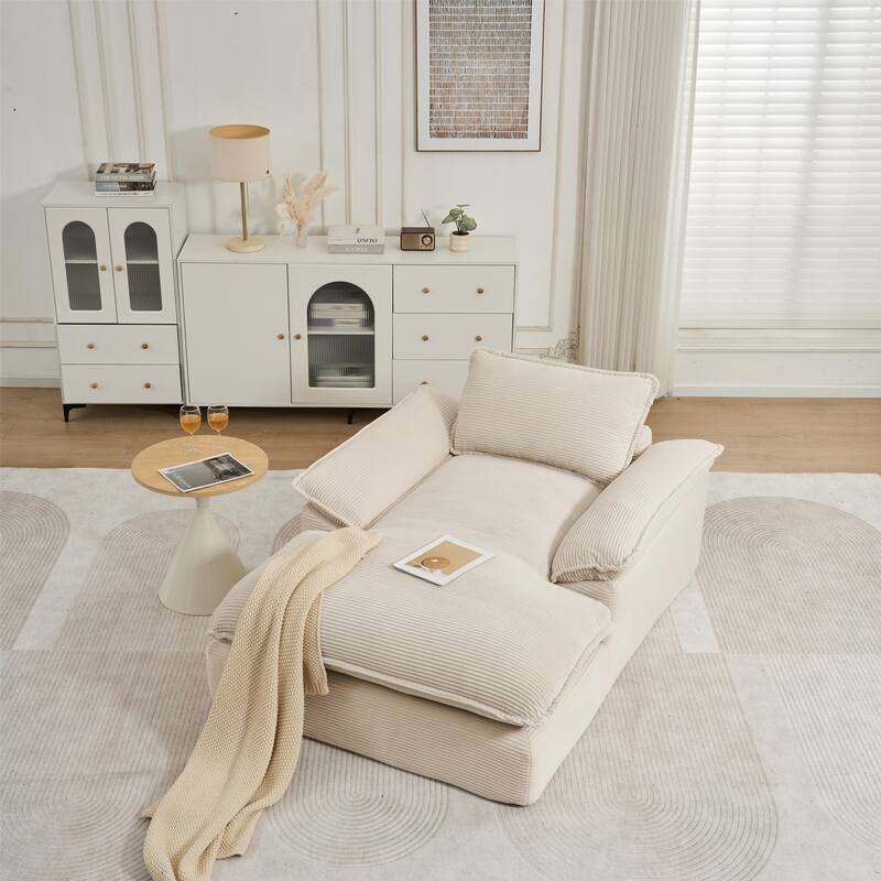 Oversized Single Chaise Lounge Sofa Armchair for Living Room, Corduroy Upholstered Accent Reading Chair Lounge Chair