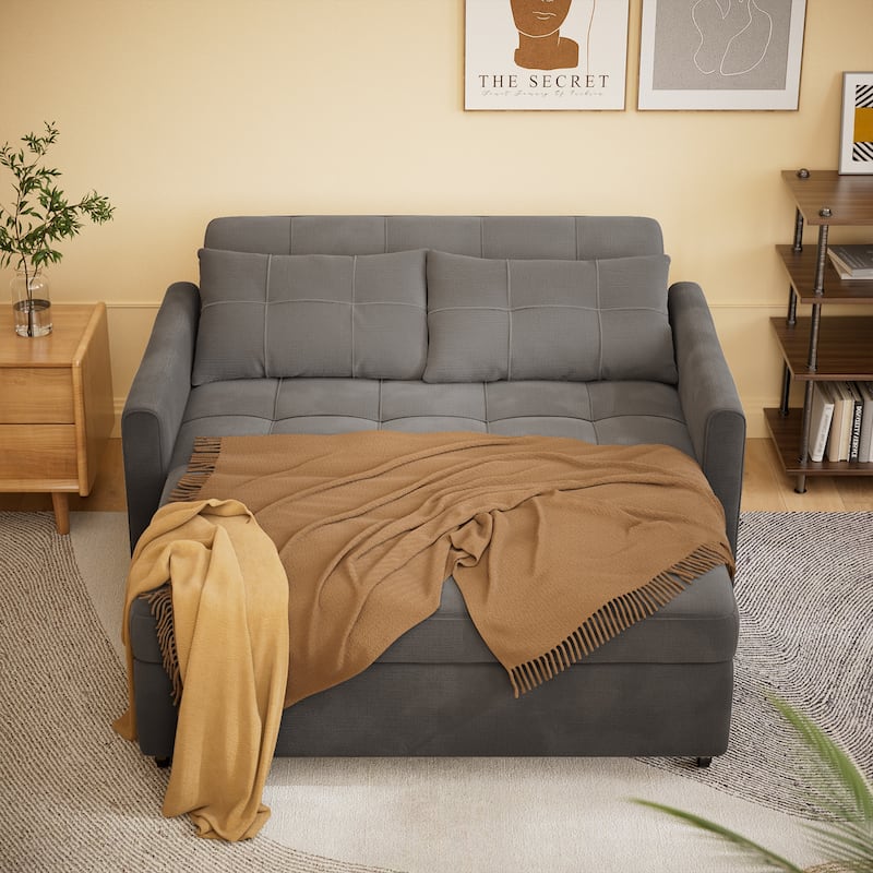 Convertiable 3 in 1 Sofa Loveseat with Pull-up Bed - Dark Grey