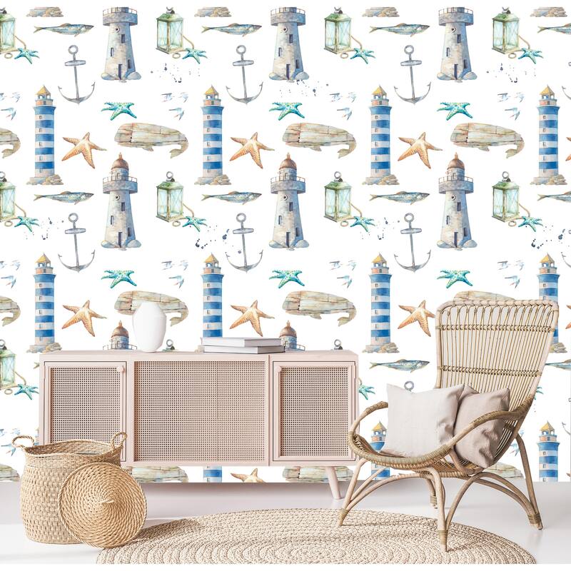 Ocean Light House Removable Wallpaper - 24'' inch x 10'ft