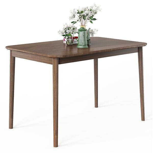 Costway Wood Dining Table 43.5''Modern Kitchen Table Rectangle W/ Bed