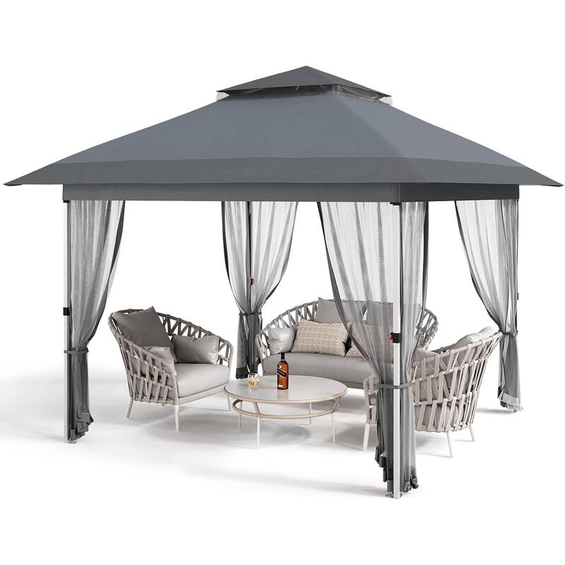 Waterproof 10X10 Ft Instant Pop-Up Gazebo, All-Weather Canopy Tent for Patio, Garden, Backyard, Party - N/A - Grey