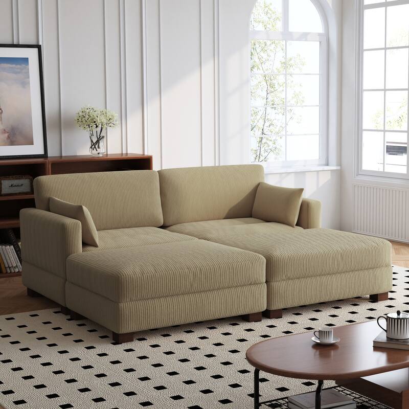 88" Convertible Larger Couch Modular Sectional Sofa Set - Camel Set
