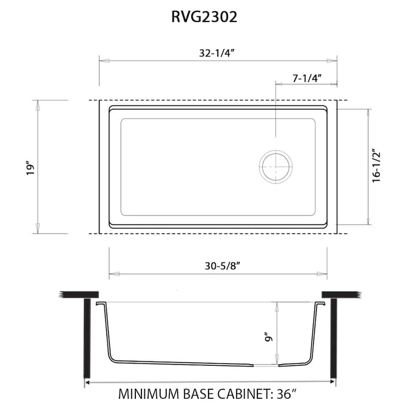 Ruvati 33-inch Undermount Workstation Granite Composite Kitchen Sink Urban Gray - RVG2302UG - 33" x 18-1/2″