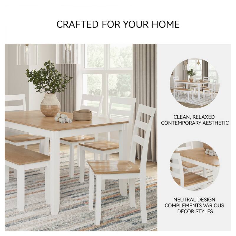 Signature Design by Ashley Gesthaven Dining Table with 4 Chairs and Bench (Set of 6)
