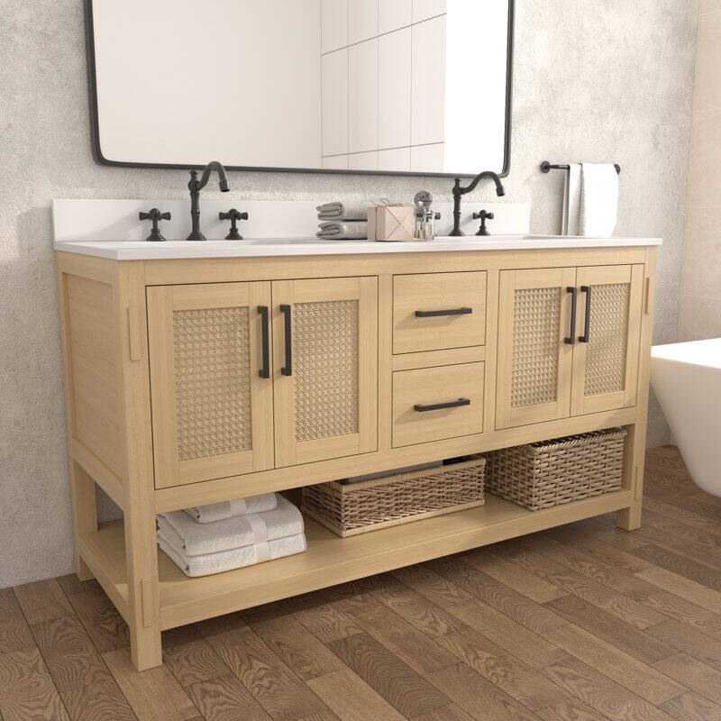 Acroma - 60'' Double Bathroom Vanity With Stone Top