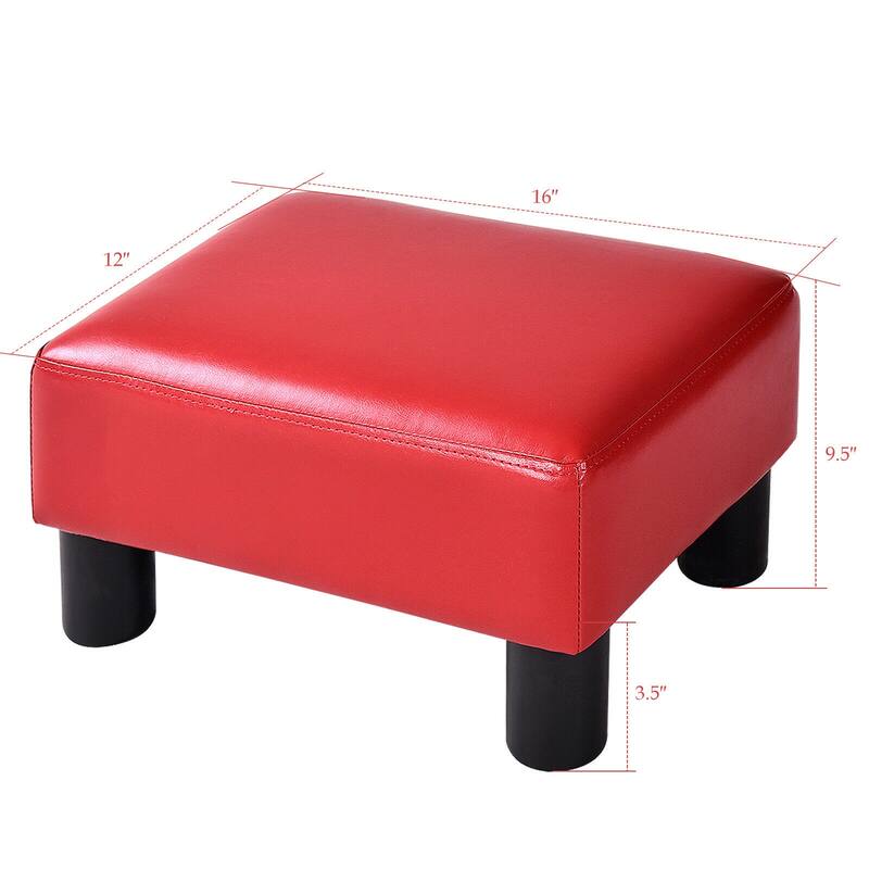 Gymax PU Leather Ottoman Rectangular Footrest Small Stool - See Details