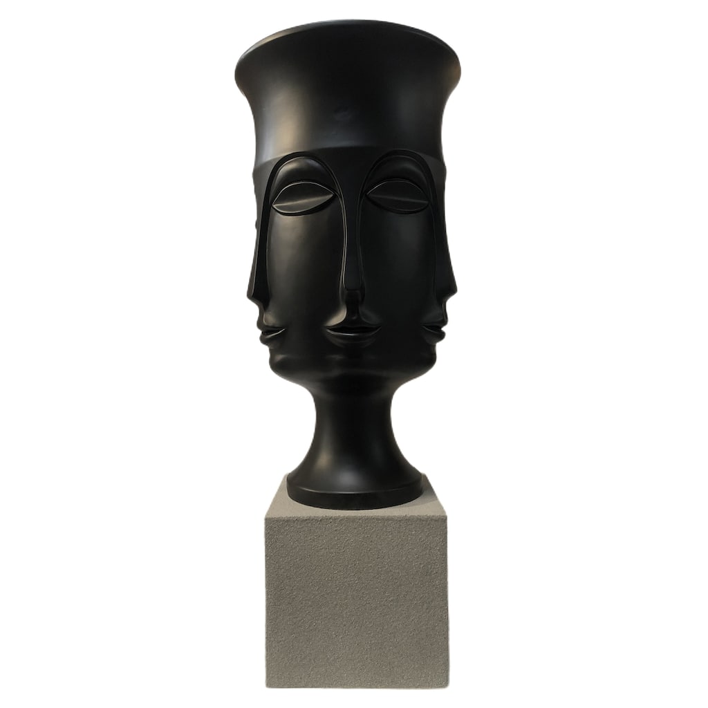Assisi Floor Vase- Medium - Matte Black Finish on Resin with Frosted Gray Base