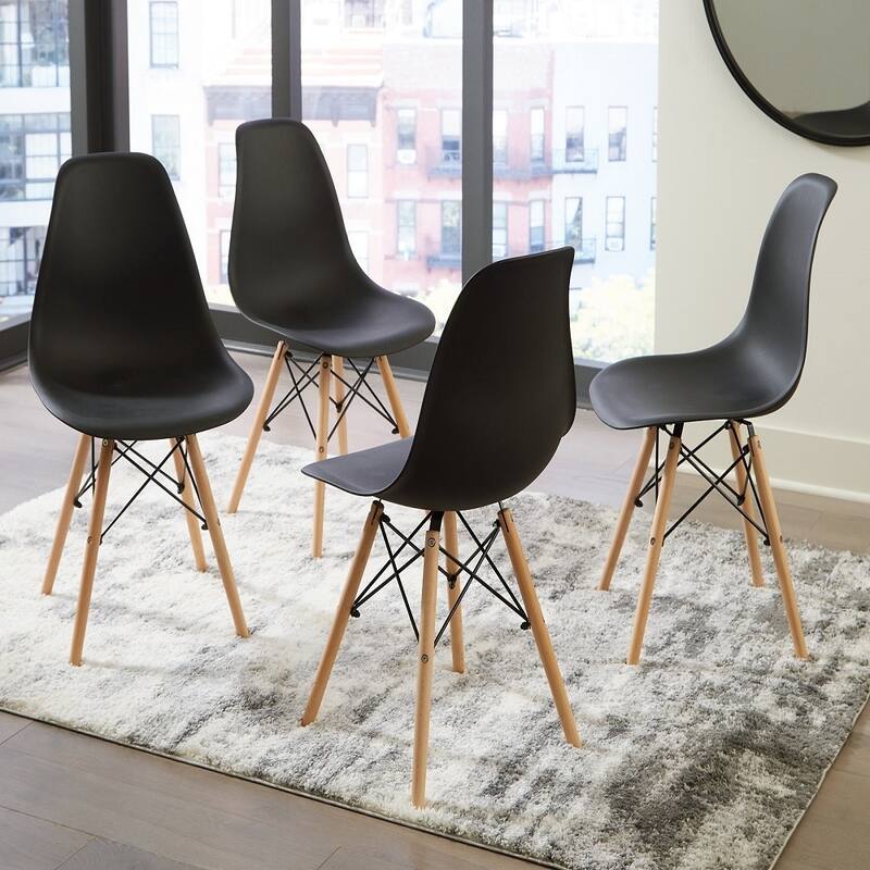 Modern Eiffel Dining Chair in Wood Base (Set of 4)