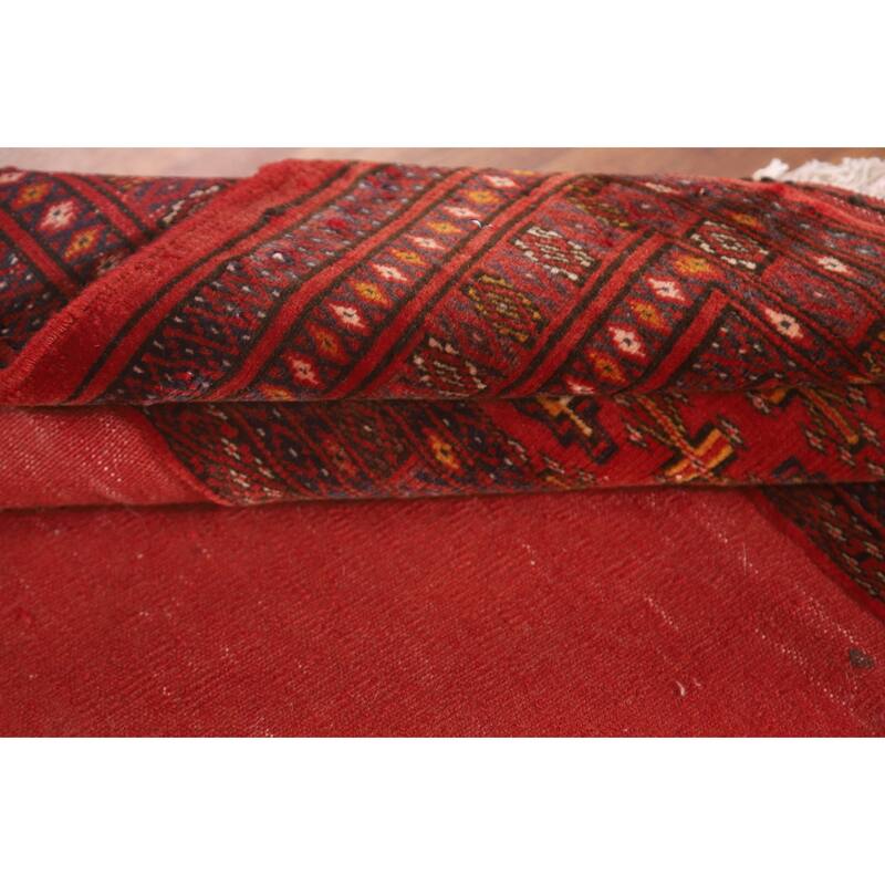 Geometric Turkoman Persian Square Rug Hand-Knotted Wool Carpet - 3'4" x 3'4"