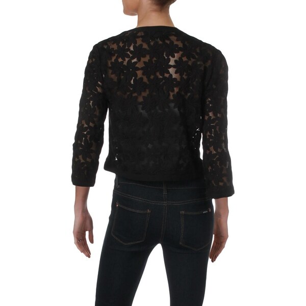 anne klein cropped embroidered jacket