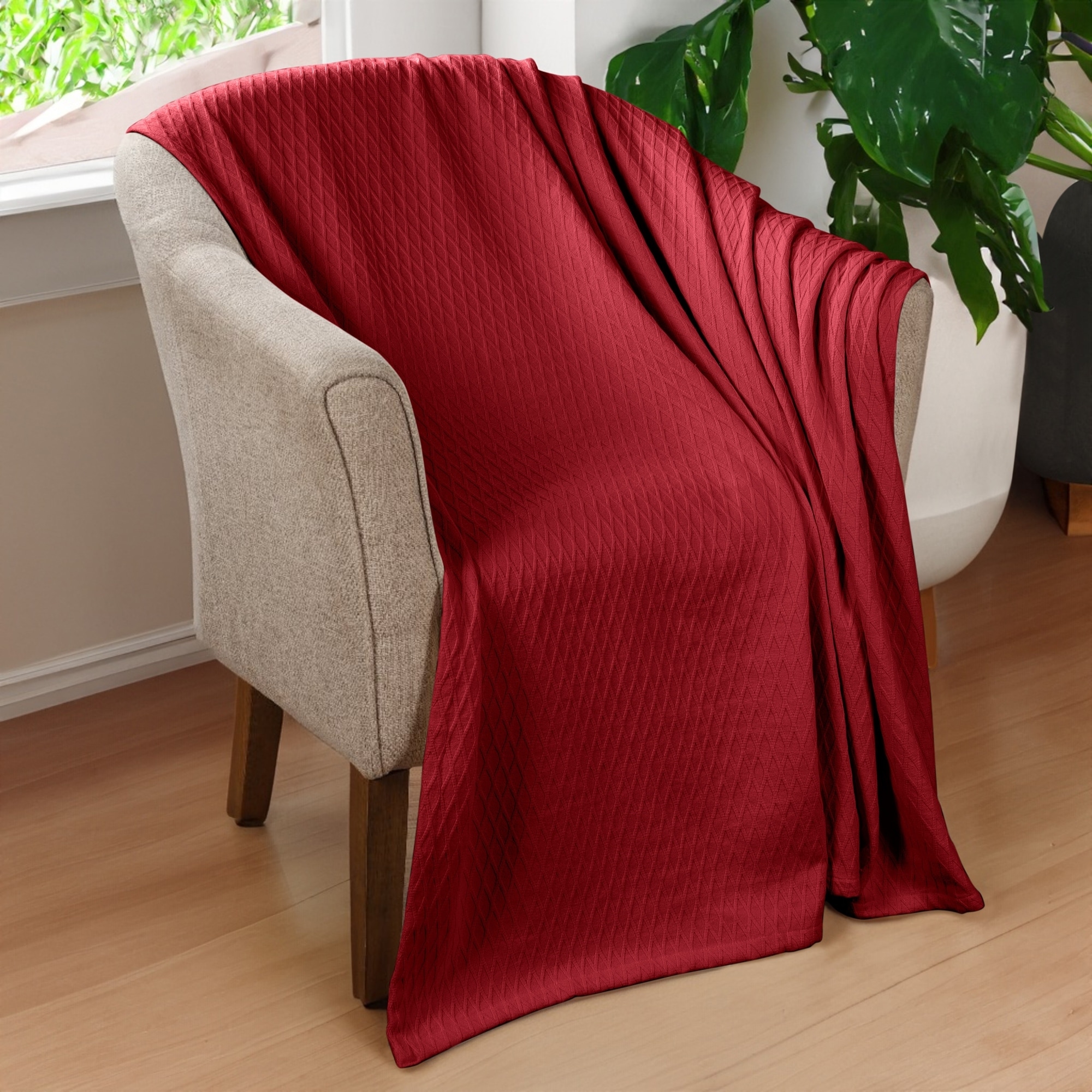 Superior All Season Luxurious Diamond Weave Cotton Blanket