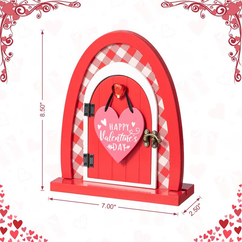 Glitzhome 8.5"H Valentine's Door-Shaped Photo Frame Table Decor