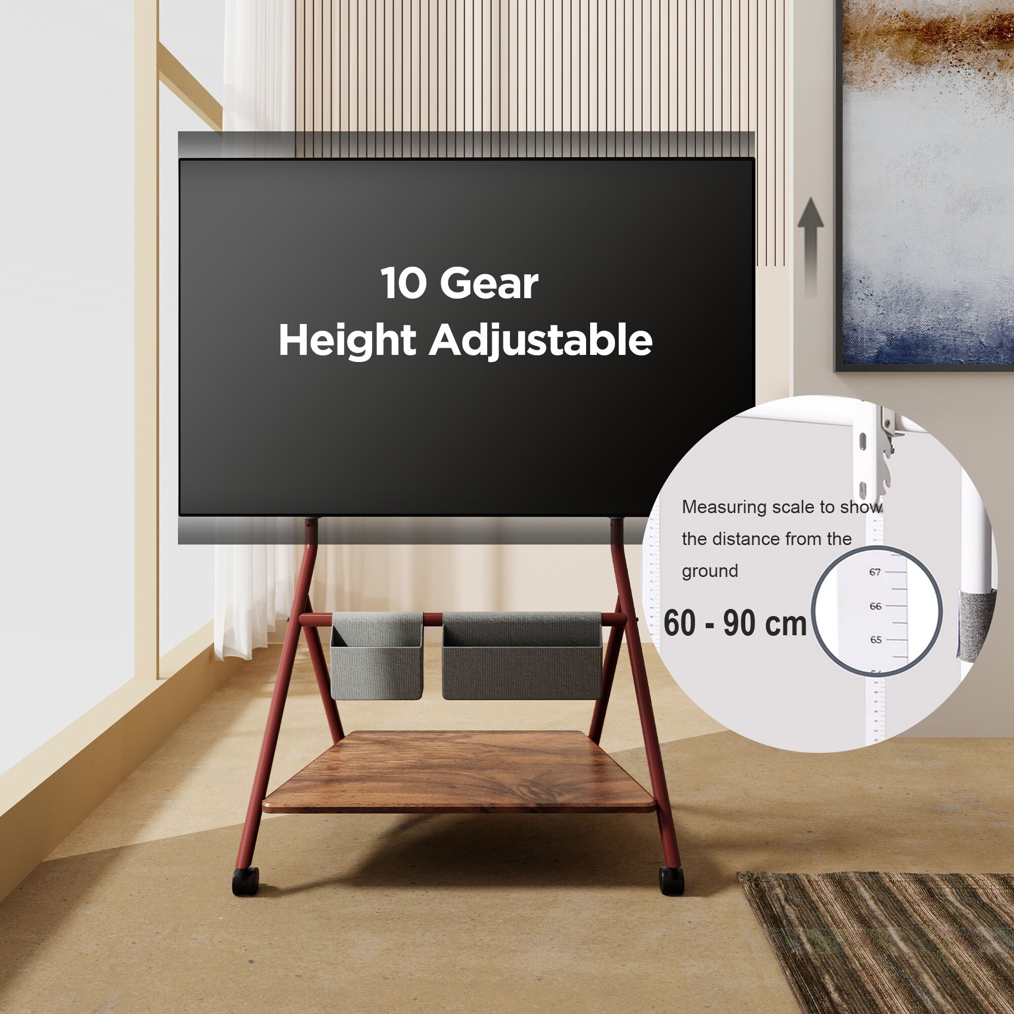 STANDTV02PW Mobile Portrait To Landscape TV Cart Assembly, 47 OFF