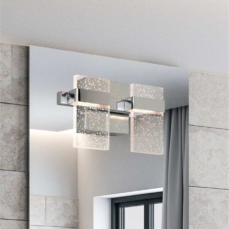 Madrona 2-light LED Bath and Vanity Light with Clear Seedy Acrylic