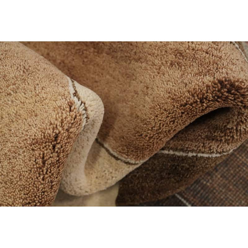 Hand Knotted Oriental 100% Wool Carpet Modern Solid Beige & Ivories Gabbeh Area Rug - 10' 4'' X 8' 2''