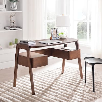 SEI Furniture Casella Midcentury Modern Writing Desk with Storage