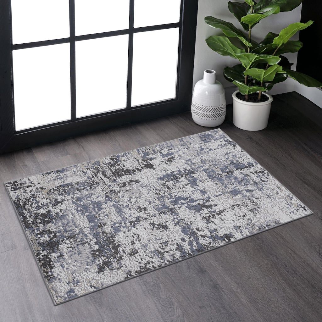 Roomfitters 2x3 Machine Washable Boho Vintage Area Rug, Non-Slip Pet Friendly Indoor Living Room Decor Carpet - Grey