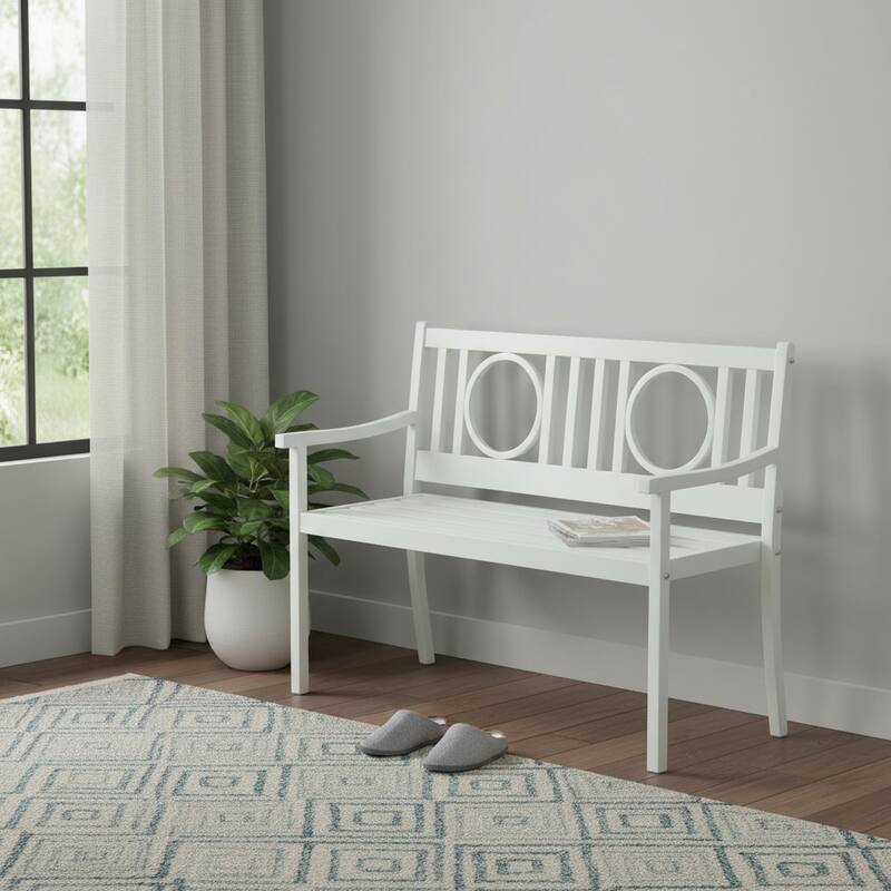 HomeRoots 45" White Metal Garden Patio Bench