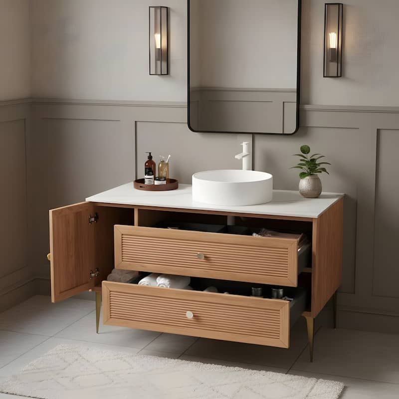 Freestanding Bathroom Vanity with Round Ceramic Basin