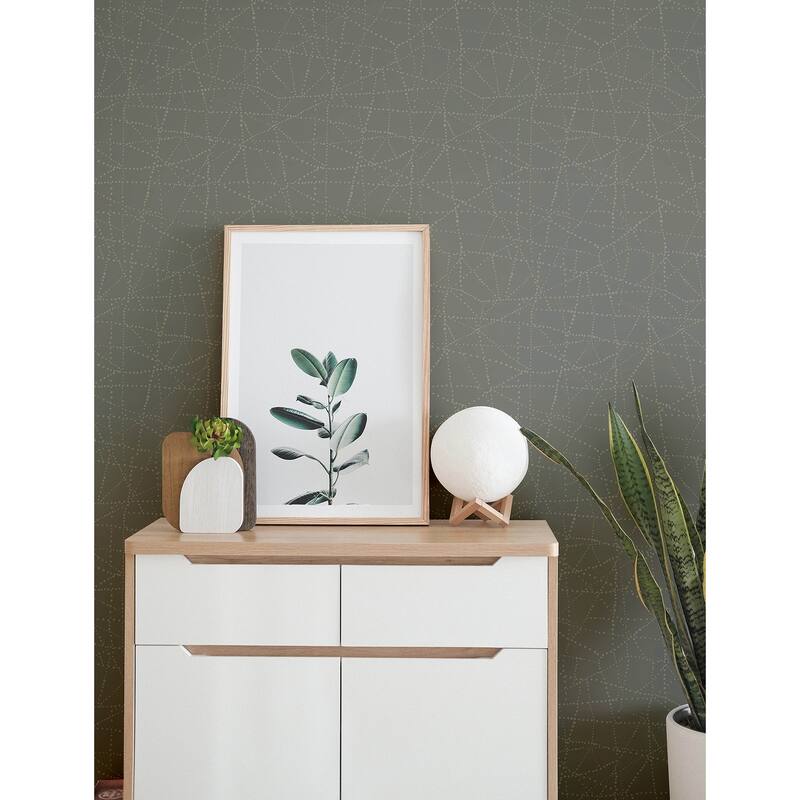 A-Street Prints Alcott Charcoal Dotted Wallpaper