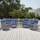 preview thumbnail 118 of 189, Pocassy Outdoor Wicker Sofa with Swivel Chair Fire Pit Table Furniture Set. Gray Wicker & Blue Cushion - 6 Pieces Swivel Chair Table with 6-In Cushion