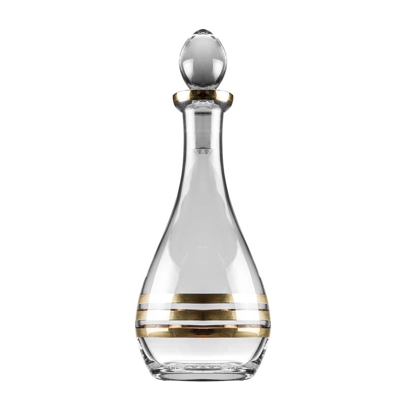 Majestic Gifts Inc. Glass Wine Decanter W/ Stopper-Gold Design 48 Oz.