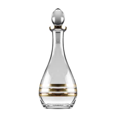 Majestic Gifts Inc. Glass Wine Decanter W/ Stopper-Gold Design 48 Oz.