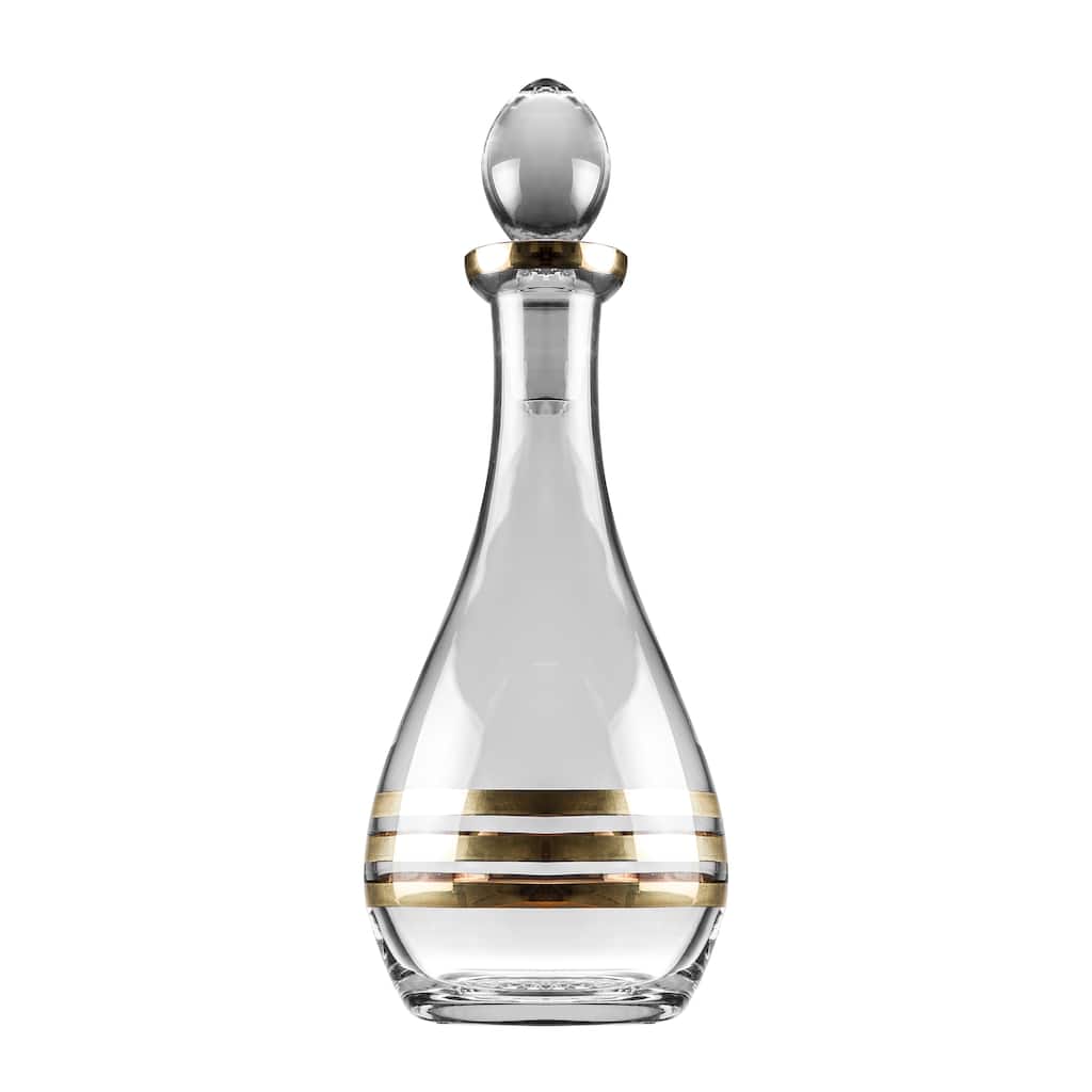 Majestic Gifts Inc. Glass Wine Decanter W/ Stopper-Gold Design 48 Oz.